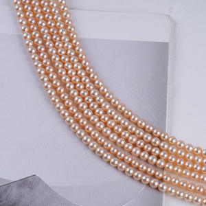 Bracelet et collier en perles d'eau douce naturelles de Zhuji, perles semi-finies pour bricolage, perles rondes blanches de 3,5 à 4 mm, perles en vrac - Product Image 5