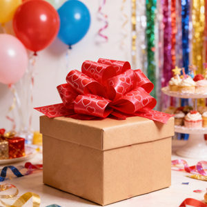 Fiocco Decorativo per San Valentino, Nastro con Pompon da 5,5 Pollici, Fiocco a Strappo per Decorazioni di Matrimoni, Compleanni e Festa della Mamma - Product Image 5