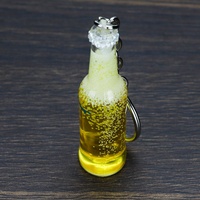 Porte-clés personnalisé en acrylique avec liquide flottant, motif bière, vin, verre, bouteille, eau