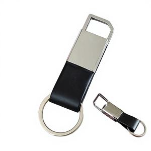 Personalized Custom <b>Name</b> Luxury Executive Metal Leather <b>Tag</b> Keychain Black Genuine Leather Promotional Key Chain Holder Gifts - Product Image 1