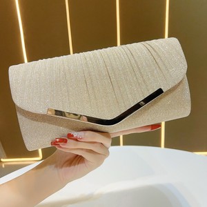 New Shiny Pleated Polyester Magnetic Buckle Princess <b>Clutch</b> Bag for Party Evening Tanjing - Product Image 1