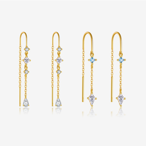 <span class=keywords><strong>Orecchini</strong></span> Pendenti FUAMAY in Argento S925 Placcato Oro 18K/Rodio con Zirconi e Catena Lunga Multi-Gemma per Donne - Product Image 1