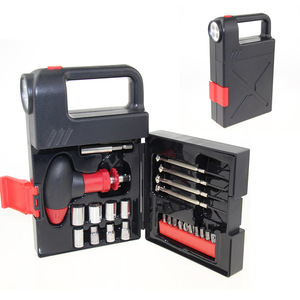 Juego de Herramientas Profesional Portátil de Acero al Carbono de 24 Piezas con Linterna LED y Luz de Trabajo a Pilas AA, OEM/ODM - Product Image 1