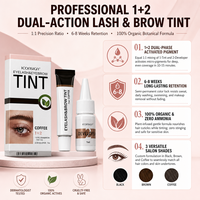 Kit de teinture professionnelle pour cils et sourcils, couleur café, crème colorante 7ml, révélateur 7ml, mélange 1 à 1 pour usage en salon, OEM