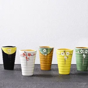 Japanese Ceramic Tes Mug Flower Toothbrush Cup Good for Hot Drinks Matcha Chawa Japan Culture