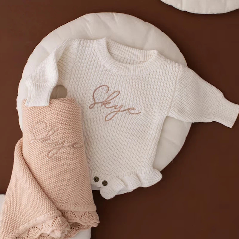ORANGLES Custom Embroidered Baby Sweater Jumpsuit – Personalized Birthday Gift Baby Climbing Suit for Infants & Toddlers - high resolution display - Image 2 of 4 | perfect for office | California | Free Shipping ORANGLES