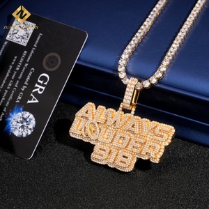 Charmes de bijoux personnalisés, gros pendentifs plaqués or pour hommes, argent 925, serti de moissanite VVS, bijoux Wuzhou Zuanfa - Product Image 3