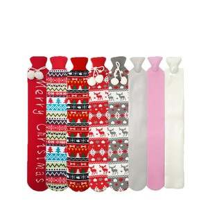 Christmas-themed knitted long hot water <b>bottle</b>, cross-border hot sale, transparent PVC inner liner, winter <b>warming</b> blankets, - Product Image 1