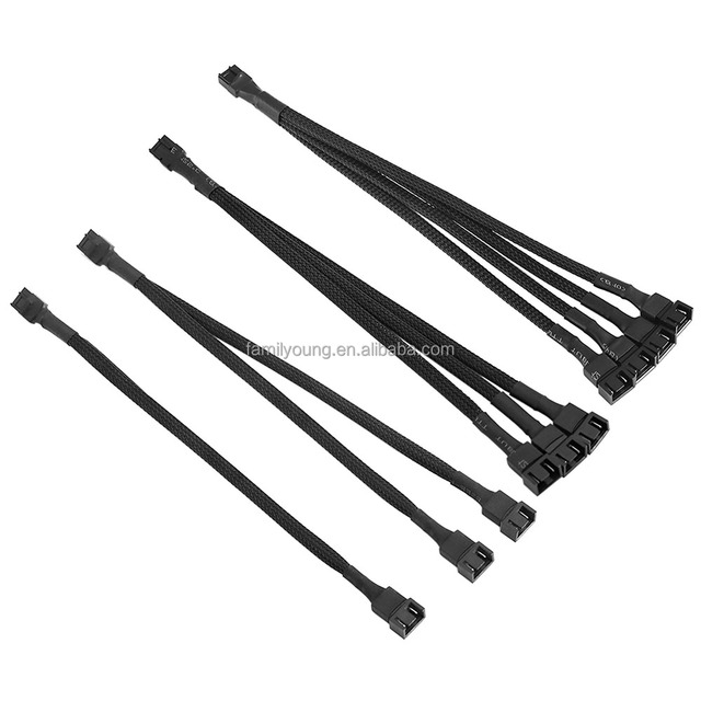 4Pin Fan Splitter Adapter PWM Cable Sleeved Braided PC Fan Splitter Extension Cable 4Pin Fan Extension Power Cable Y Splitter