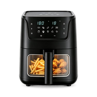 Freidora de Aire Cuadrada Premium Slim de 6L con Preajustes de Alimentos, Temporizador de 60 Minutos, Temperatura Ajustable, Ventana Visible Táctil, Freidora de Aire Doméstica