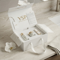 Ensemble d'emballages de luxe sur mesure pour soins de la peau en or avec poignée portable, fermeture magnétique, boîte rigide pliable