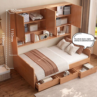 Tatami en bois massif lit enfant armoire de lit nordique combinaison intégrée moderne simple chêne 1.2m rangement lit en bois