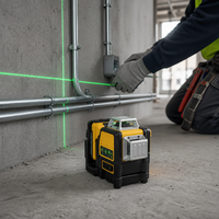 Niveau laser industriel DW089LG à faisceau vert 360° vertical, 12 lignes, 3 côtés, niveaux rotatifs à 360°, batterie au lithium, pour extérieur