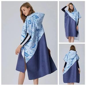 <span class=keywords><strong>Poncho</strong></span> de surf de plage en microfibre imprimé personnalisé pour adultes Serviette à capuche imperméable Robe super douce pour <span class=keywords><strong>piscine</strong></span> comprimée - Product Image 6