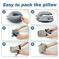 Oreiller cervical gonflable portable pour voyage Couverture respirante en matériau super doux pour les siestes d'avions et de bureau avec cache-oeil