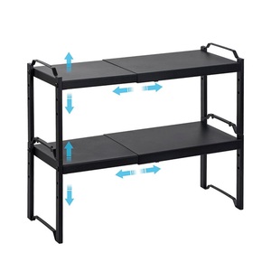 Meubles de cuisine sur pieds en acier inoxydable double, étagères de rangement superposées non pliables pour vaisselle et casseroles, pour comptoirs - Product Image 1