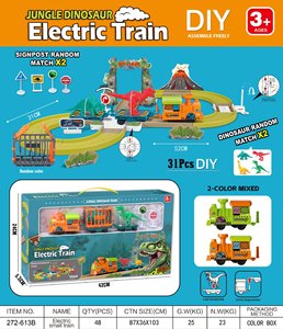 Ensemble de train électrique Dinosaure de la Jungle en gros, circuit de train DIY, parking de voitures, ensemble de jeu d'aventure, jouet éducatif pour enfants - Product Image 2