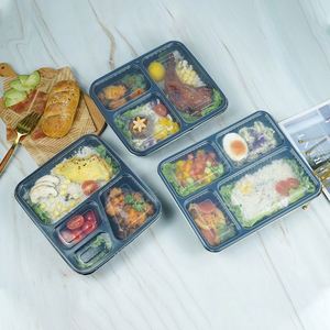 Contenedor Desechable Rectangular para Almuerzo con 4 Compartimentos para Llevar, Ideal para Picnic - Product Image 1