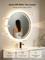Miroir intelligent modulaire interactif Vercon : Haut-parleurs Bluetooth intégrés, dégivrage IA et affichage météo en temps réel