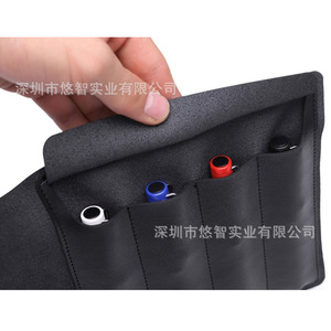 Leather pencil case <b>roll</b>, multi-functional fountain pen organizer, foldable portable <b>tool</b> <b>bag</b>, logo printable. - Product Image 2