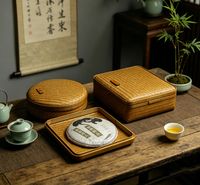 Boîte à thé Pu'er en bambou tressé faite à la main, écologique, portable, avec support suspendu, design moderne, boîte-cadeau artisanale pour la maison