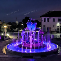 Fuente Circular Escultórica Controlada por Programa, con Múltiples Niveles y Boquillas de Luz RGB, para Proyectos de Construcción de Hoteles y Resorts