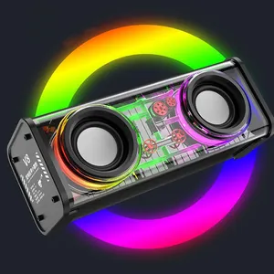 Dual Drivers 10W TWS Transparent RGB Light Bluetooth Speakers Subwoofer Wireless