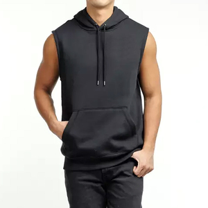 Haut de gamme pour homme, 100% coton molletonné, avec poche, pour musculation, entraînement en salle, hiver, uni, décontracté, streetwear, sans manches, séchage rapide - Product Image 2