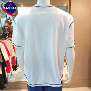 Cotton Contrast Stitching 300 Gsm Tee Streetwear Oversized Custom <b>T</b> <b>Shirt</b> Heavyweight Graphic Embroidery <b>Cropped</b> <b>Men</b> <b>t</b> <b>Shirt</b> - Product Image 2