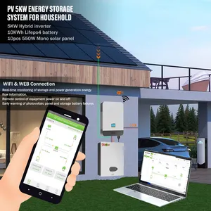 SRSOLAR Powerwall 5KWh 10KWh 20KW Off Grid Solar Panel System Complete Kit With Lithium Battery Solar Storage System Set 20 Kw