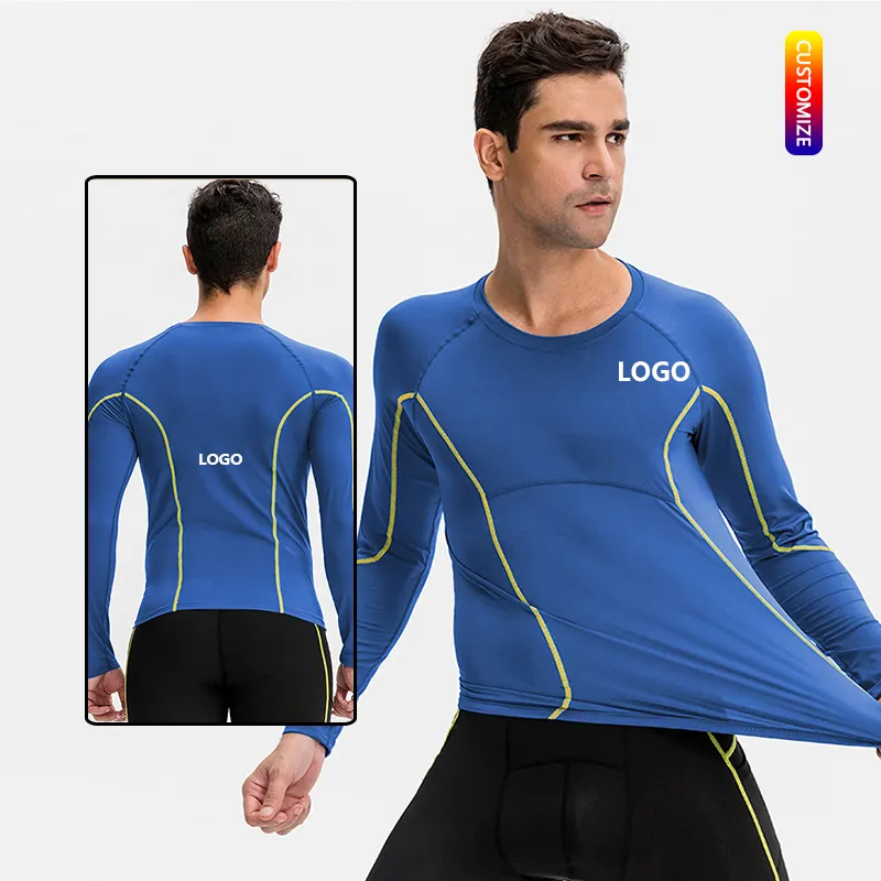 High Quality Fitness Long Sleeve Quick-drying Sweat-wicking Training Sportswear Mens Tights High Elastic Running T-shirt
