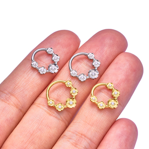Bijoux de piercing corporel pour femmes, vente en gros, mode, ASTM F136 G23, <span class=keywords><strong>anneau</strong></span> de nez clicker, pavé de CZ blanc, pour cartilage d'<span class=keywords><strong>oreille</strong></span>, tragus, hélix, <span class=keywords><strong>lobe</strong></span> - Product Image 6