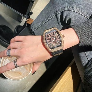 Relojes de cuarzo para <span class=keywords><strong>hombre</strong></span> OEM ODM de marca superior, caja de aleación de alta calidad, relojes de negocios luminosos con diamantes de oro rosa cuadrado, logotipo personalizado - Product Image 5