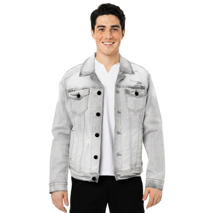 Veste en jean sur mesure pour hommes Veste en jean cowboy de couleur unie à imprimé personnalisé Veste en jean de printemps pour hommes - Product Image 1