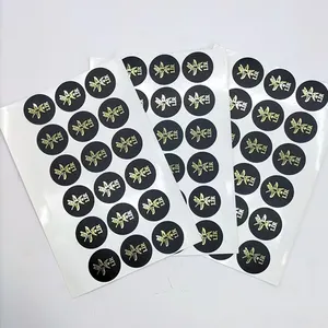 Pegatinas de papel de vinilo personalizadas, autoadhesivas, redondas, doradas, impermeables, con logotipo impreso