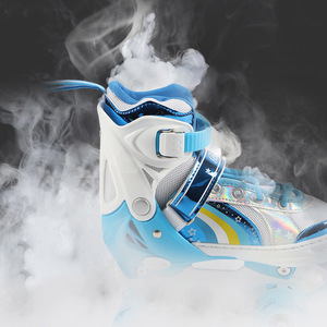 Patines de Ruedas para Niños, Color Arcoíris Rosa y Azul, Doble Fila, Cuatro Ruedas, para Principiantes, Zapatos Deportivos Infantiles con Forro de Malla y Suela de Goma - Product Image 4