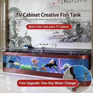 Meuble TV de luxe moderne de style européen avec <span class=keywords><strong>aquarium</strong></span> auto-nettoyant, écosystème ultra-silencieux, grand <span class=keywords><strong>aquarium</strong></span> en verre pour salon, multi-usages - Product Image 5