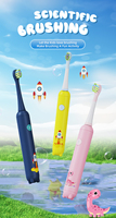 Cepillo de dientes eléctrico sónico con diseño de dibujos animados para niños, recargable por USB, cerdas suaves DuPont, resistente al agua IPX7, 3 modos, batería de 60 días