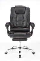 JOHOOFURNITURE Chaise de bureau de direction de style ancien, dossier haut, cuir véritable noir avec dispositif d'inclinaison verrouillable, Burostuhl