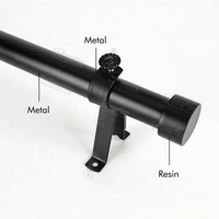 Tringle à Rideaux Extensible en Fer Noir Moderne de 48 à 84 Pouces (1 Pouce) avec Embout Décoratif pour Fenêtre - Nouveauté Tendance