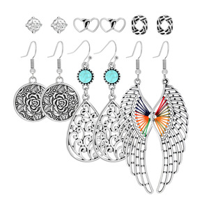 Juego de Pendientes Colgantes de Moda Estilo Boho, Turquesa, Aleación, Joyería para Mujer, Pendientes con Diseño de Pluma, Regalo para Fiesta - Product Image 4