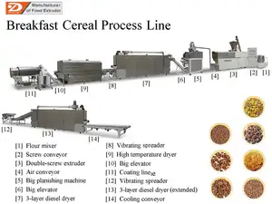 2ton Corn Flakes Extruder Machine Kelloggs Breakfast Cereal Making Machine Breakfast Cereal Corn Flakes Production Line