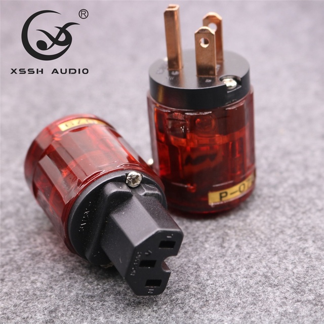 15A AC Electric Adapter Connector Jack YIVO XSSH AudioHIFI DIY Plating Red Copper Speaker 3 Pin Male Female IEC US EU Power Plug