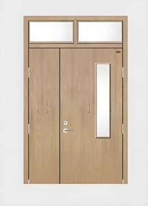 Porte coupe-feu en bois de style européen avec panneau de <span class=keywords><strong>vision</strong></span> vitré, porte coupe-feu pour hôtel, école - Product Image 2