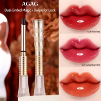 AGAG Rouge à lèvres double embout effet vernis brillant et fini velours mat, longue tenue, fixateur de couleur, anti-transfert, brillance miroir, teinte à lèvres