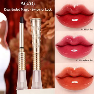 <span class=keywords><strong>AGAG</strong></span> Rouge à lèvres double embout effet vernis brillant et fini velours mat, longue tenue, fixateur de couleur, anti-transfert, brillance miroir, teinte à lèvres - Product Image 2