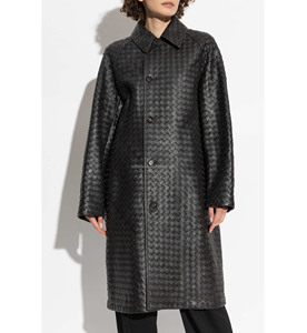 <span class=keywords><strong>Giacca</strong></span> Lunga da <span class=keywords><strong>Donna</strong></span> in <span class=keywords><strong>Pelle</strong></span> di Agnello Nera Intrecciata di Alta Qualità, Nuova con Etichette, Non Foderata, Fatta a Mano - Product Image 1