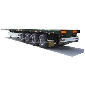 3 trục 4 trục bán rơ moóc phẳng tri-trục 20ft 40ft nền tảng giường phẳng container trailer giá với tường phía trước