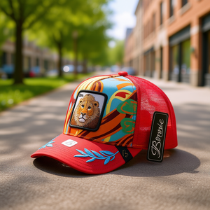 Gorra Trucker Bonnie con Bordado de Animales, 6 Paneles, Malla, Unisex, Estilo Urbano, Primavera Verano, Casual, para Adultos - Product Image 2