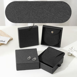Fabriek Directe Verkoop Zwarte Envelop Pakket Sieraden Verpakking Custom Logo Case Voor Ring Armband Oorbellen Geschenkdoos Set - Product Image 4